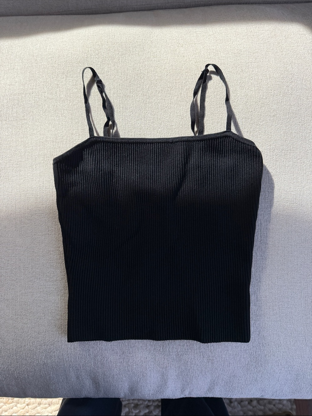 Babaton Black Ribbed Square Neck Cami